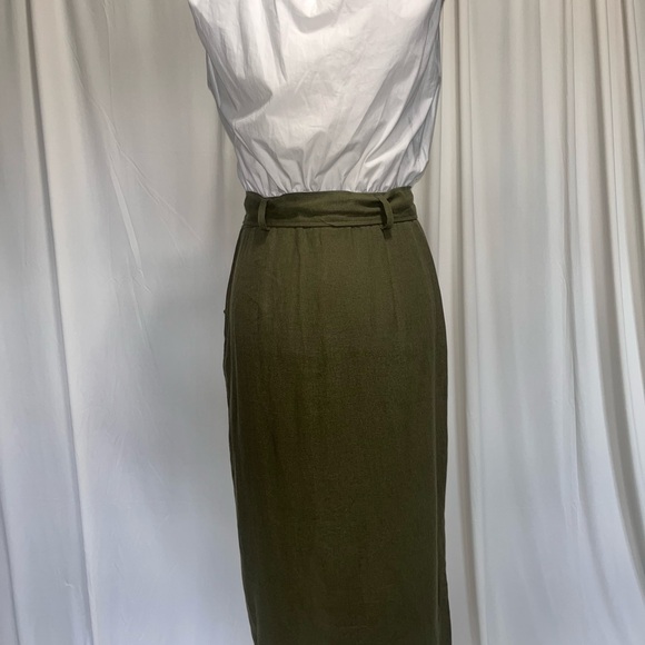 Zara Dress with White Sleeveless Blouse and Attached Green Linen Blend Skirt - Picture 8 of 10